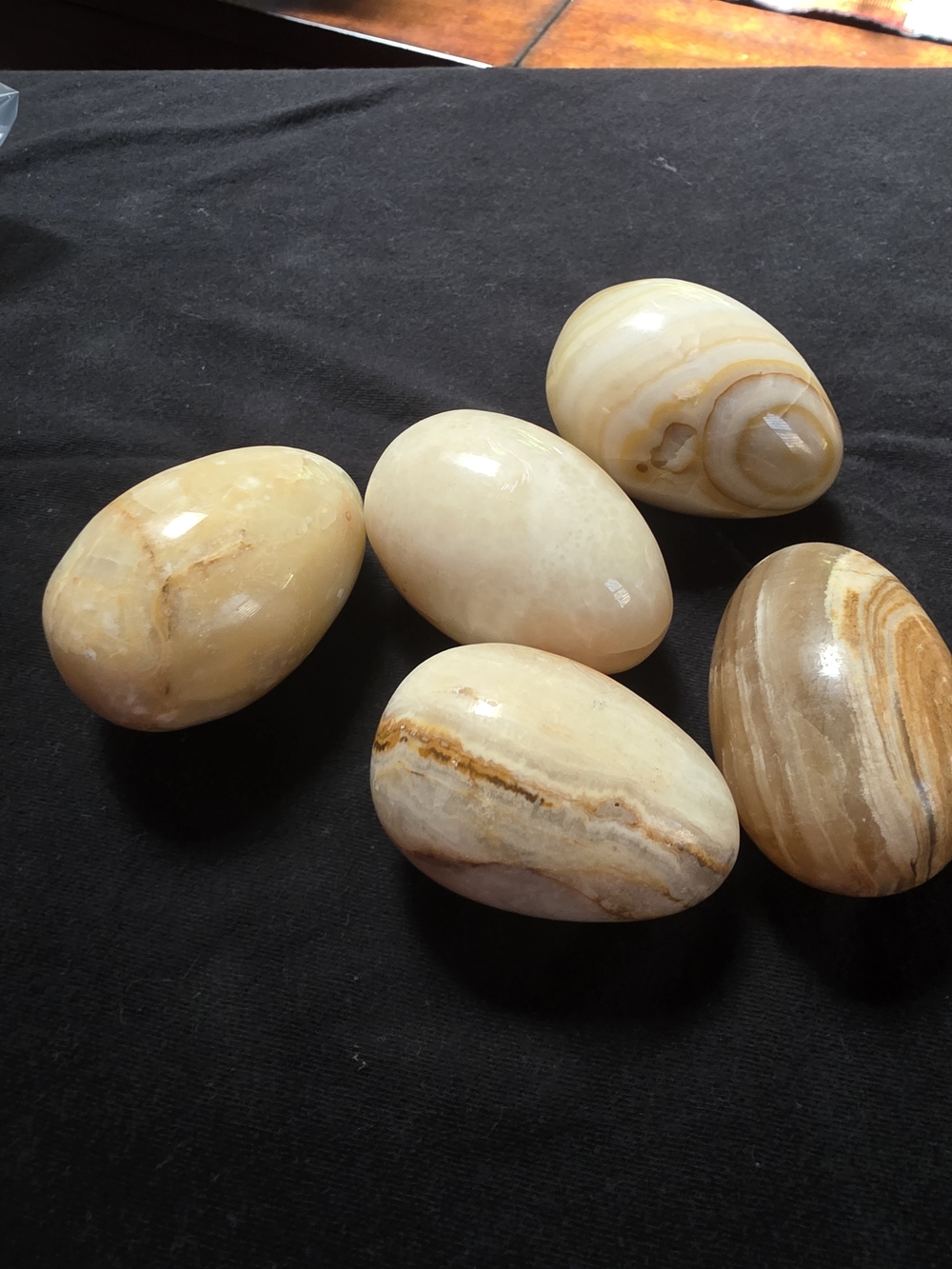 Polished Stone Eggs - Cream and Brown Tones
